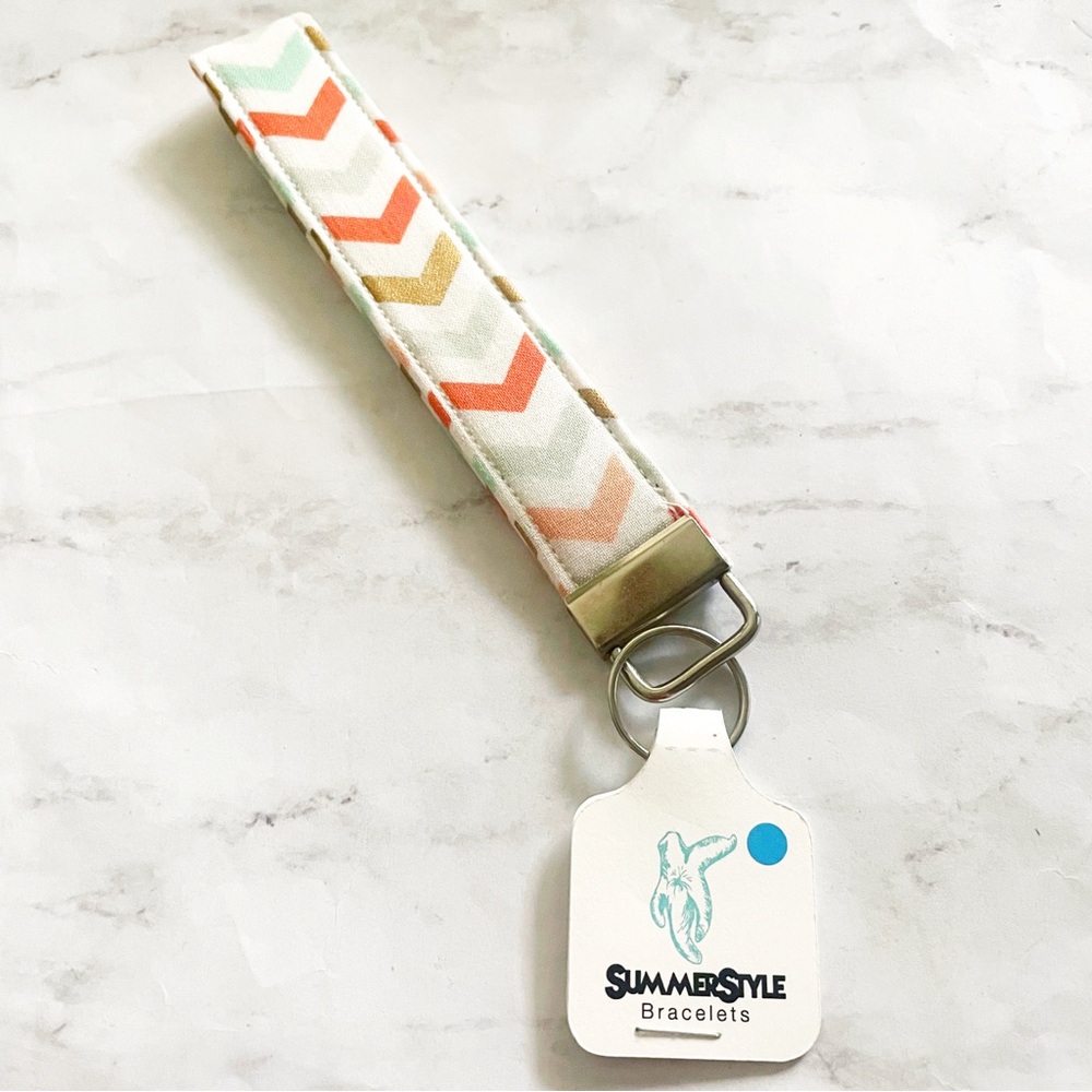 Metallic Chevron Wristlet Keychain